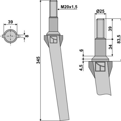 Tine for rotary harrows