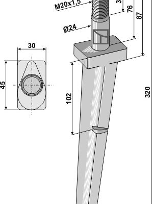 Tine for rotary harrows