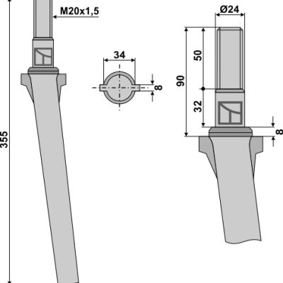 Tine for rotary harrows