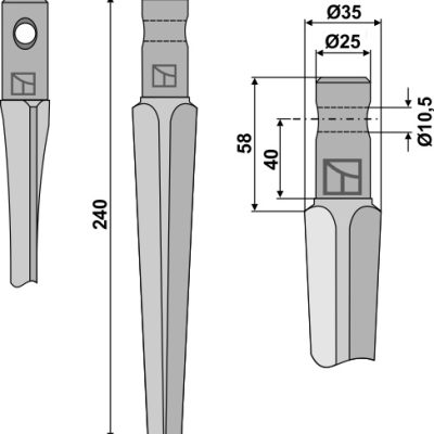 Tine for rotary harrows