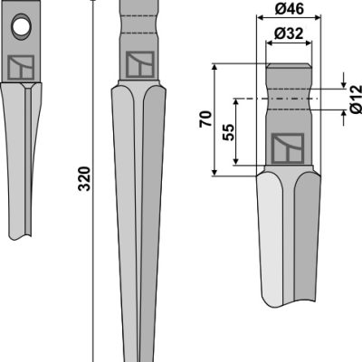 Tine for rotary harrows