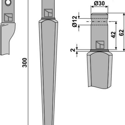 Tine for rotary harrows