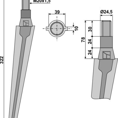 Tine for rotary harrows