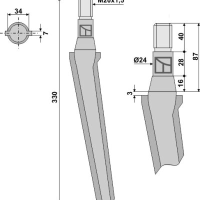 Tine for rotary harrows