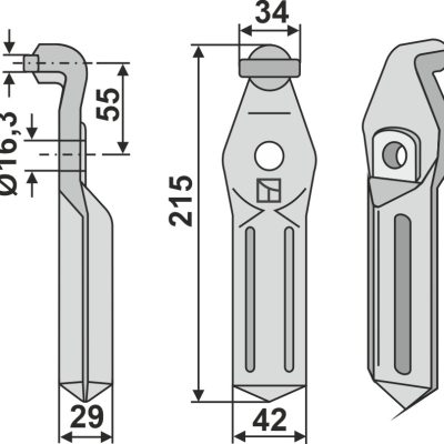 Rotary tine 215x42mm