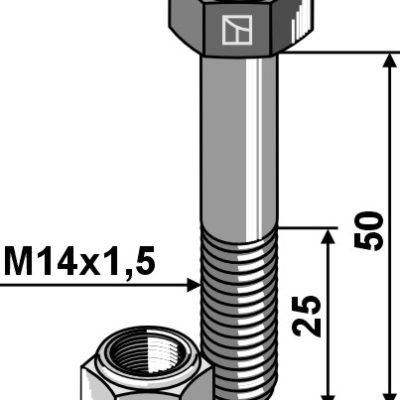 Hexagon bolt M14x1,5x50 with self-locking nut
