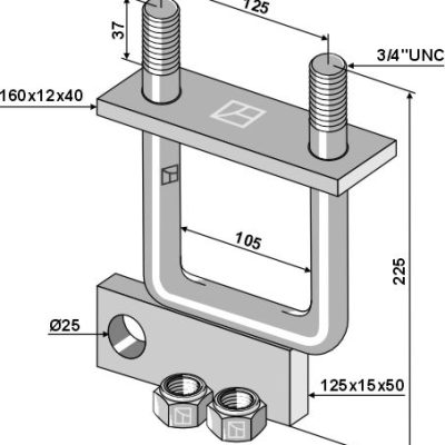 Stirrup bolt with counter plate