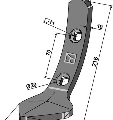 One-sided duck-foot share for track eradicator