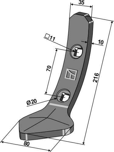 One-sided duck-foot share for track eradicator