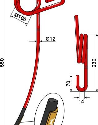 Following tine Ø12mm - Hard metal