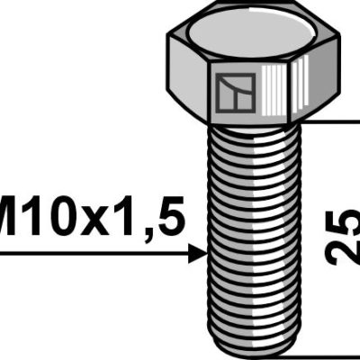 Hexagon bolt M10x1,5x25 without nut - A2-70