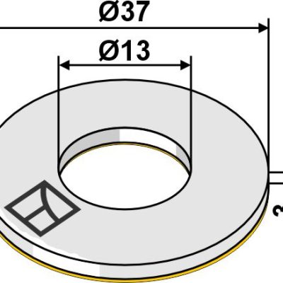 Damper washer Ø37x3xØ13 DIN 9021 A13 (Polyamide) self-adhesive