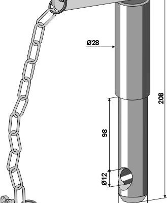 Socket pin with chain and linch pin