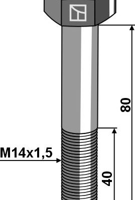 Hexagon bolt M14x1,5x80 without nut