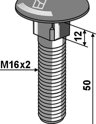 Saucer-head screw M16x2x50 - galvanized