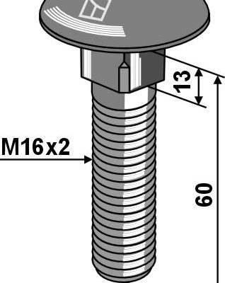 Bolt M16x2x60 galvanized without nut