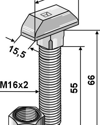 Hammer-head bolt M16x2
