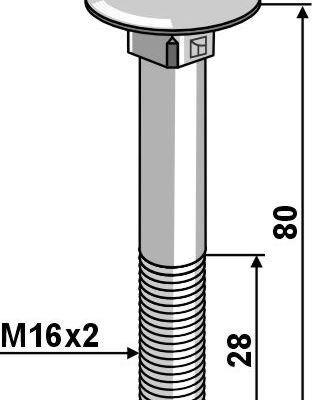 Bolt M16x2x80 galvanized without nut