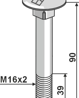 Bolt M16x2x90 galvanized without nut