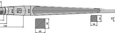 Spoon-shaped tine with cone-shaped nut
