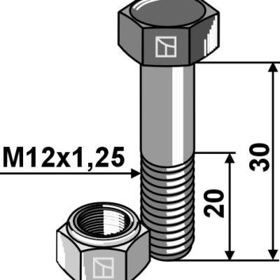 Hexagon bolt M12x1,25x30 with self-locking nut