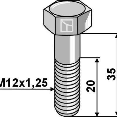 Hexagon bolt M12x1,25x35 - Zinc plate coated