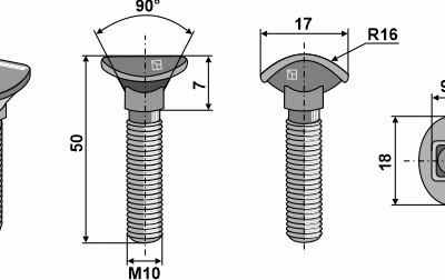 Cultivator bolt - M10x50 - 10.9