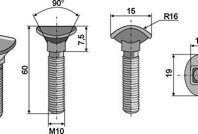 Cultivator bolt - M10x60 - 10.9