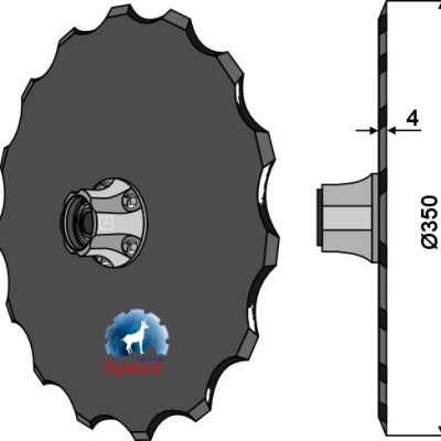 Seed drill disc Ø350x4 - compl. without cap piece of the bearing