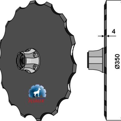 Seed drill disc Ø350x4 - compl. without cap piece of the bearing