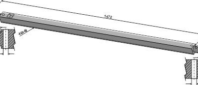 Square shaft 40x40 - 1472mm