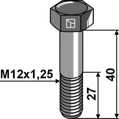 Hexagon bolt with metric fine thread - M12x1,25X40 - 12.9