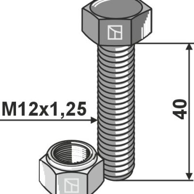 Hexagon bolt with metric fine thread - M12x1,25x40 - 10.9 - Galvanized