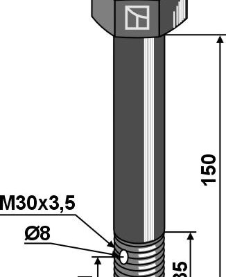 Bolt M30x3,5x150 - 10.9