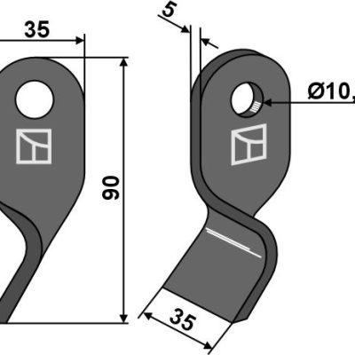Twisted blade 90x35mm