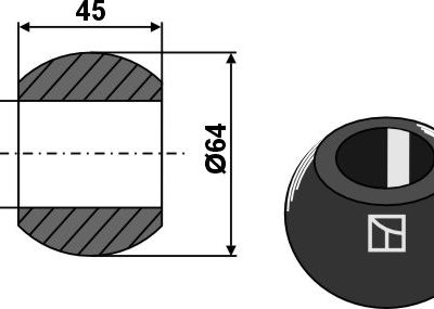 Ball for lower link hooks - Cat. III-II - BLACK LINE