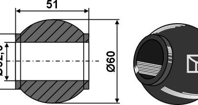 Ball for top hooks Cat. III - BLACK LINE