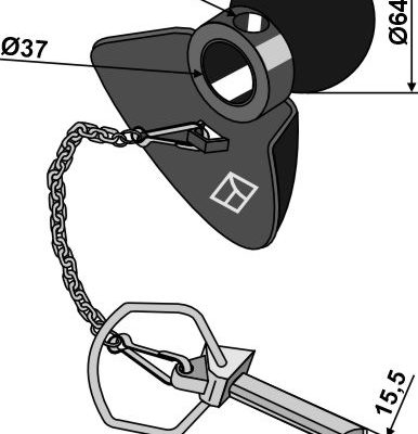 Ball guide cone Cat.III with linch pin - BLACK LINE