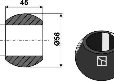 Ball for lower link hooks - Cat. II - BLACK LINE
