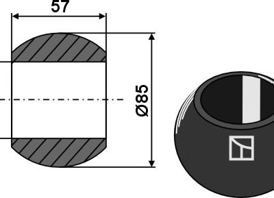 Ball for lower links hooks - Cat. IV - BLACK LINE