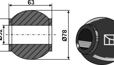 Ball for top hooks Cat. III-IV - BLACK LINE