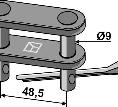 Shackle type connector for plate link chain Ø9