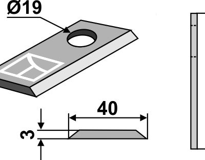 Rotary mower blade 83x40mm