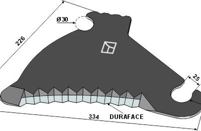 Round baler knife 334mm - DURAFACE