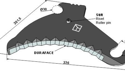 Round baler knife 336mm - DURAFACE