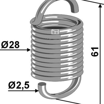 Extension spring 61xØ2,5xØ28