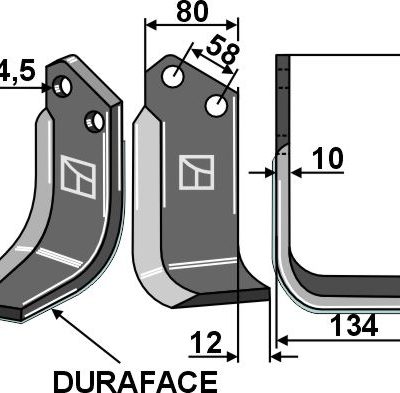 Blade DURAFACE 180x80mm, right