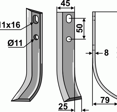 Blade 220x40mm, right