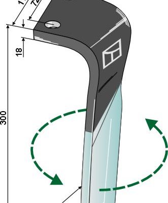 Tine for rotary harrows (DURAFACE), left